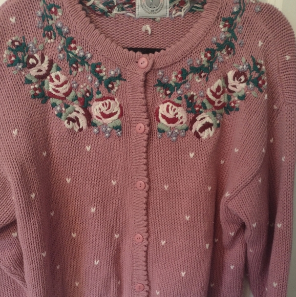 Vintage 90's Embroidered Grandma Sweater Size Medium - Picture 2 of 7